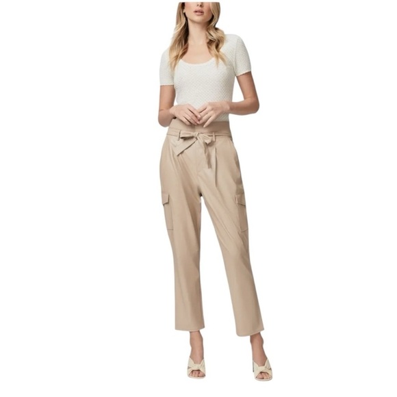 NWT PAIGE Tami Cargo Pant Taupe Vegan Leather Size 14 - Picture 2 of 8
